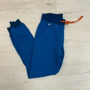 Figs Kids Blue Joggers with Orange Accents